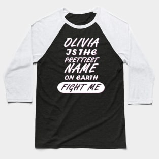 Olivia Girl's name birthday pregnant Baseball T-Shirt